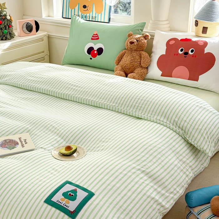 91家纺网 家纺一手货源 找家纺 温眠家纺 2025新款水洗云朵棉（高克重）数码布标四件套 森林