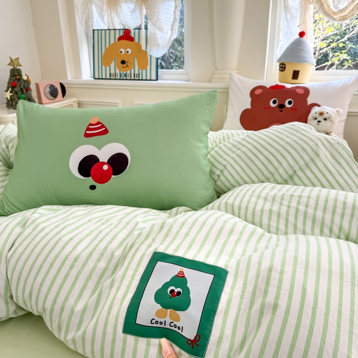 91家纺网 家纺一手货源 找家纺 温眠家纺 2025新款水洗云朵棉（高克重）数码布标四件套 森林