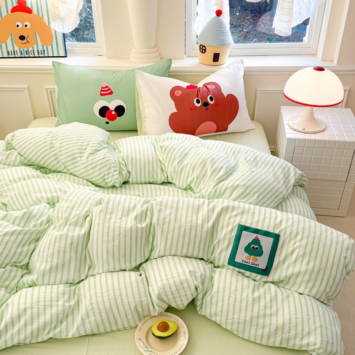 91家纺网 家纺一手货源 找家纺 温眠家纺 2025新款水洗云朵棉（高克重）数码布标四件套 森林