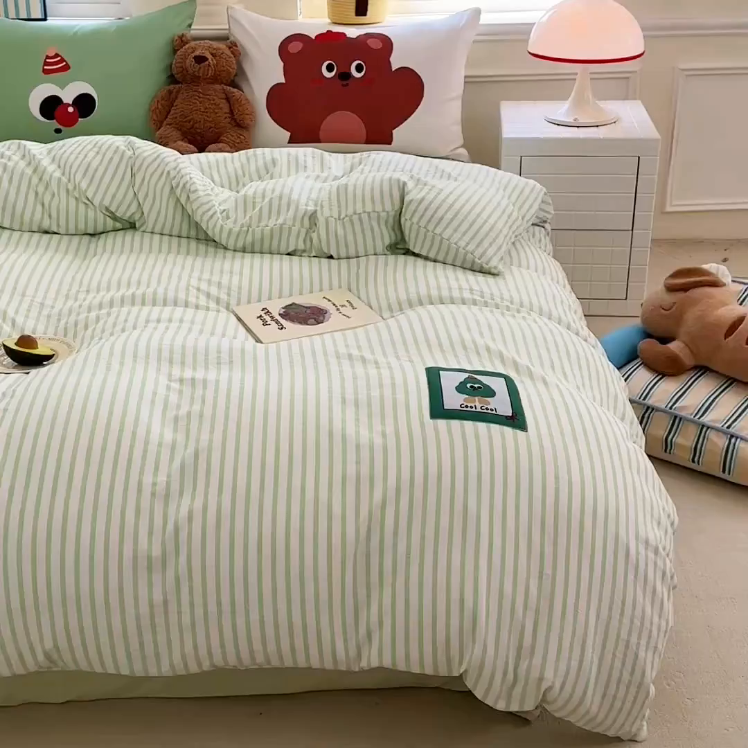 91家纺网 家纺一手货源 找家纺 温眠家纺 2025新款水洗云朵棉（高克重）数码布标四件套 森林