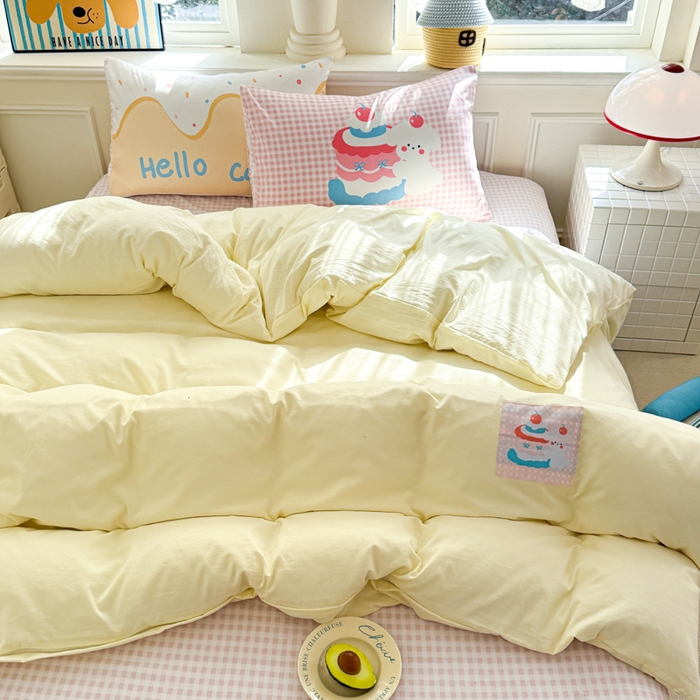 91家纺网 家纺一手货源 找家纺 温眠家纺 2025新款水洗云朵棉（高克重）数码布标四件套 甜心小狗