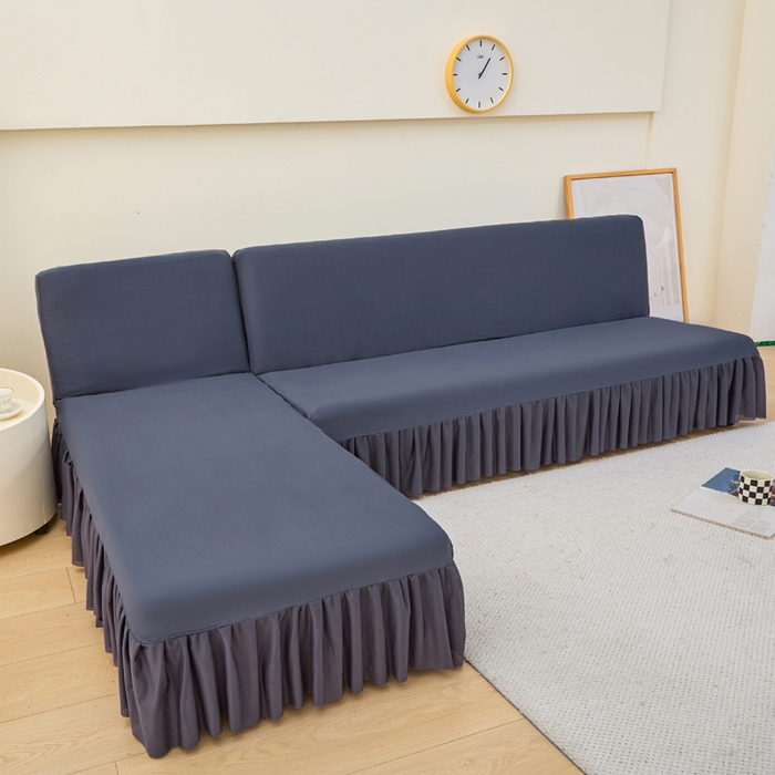 91家纺网 家纺一手货源 找家纺 兴俪韵家纺 2025新款大枫叶裙边沙发床套 纯色-深灰