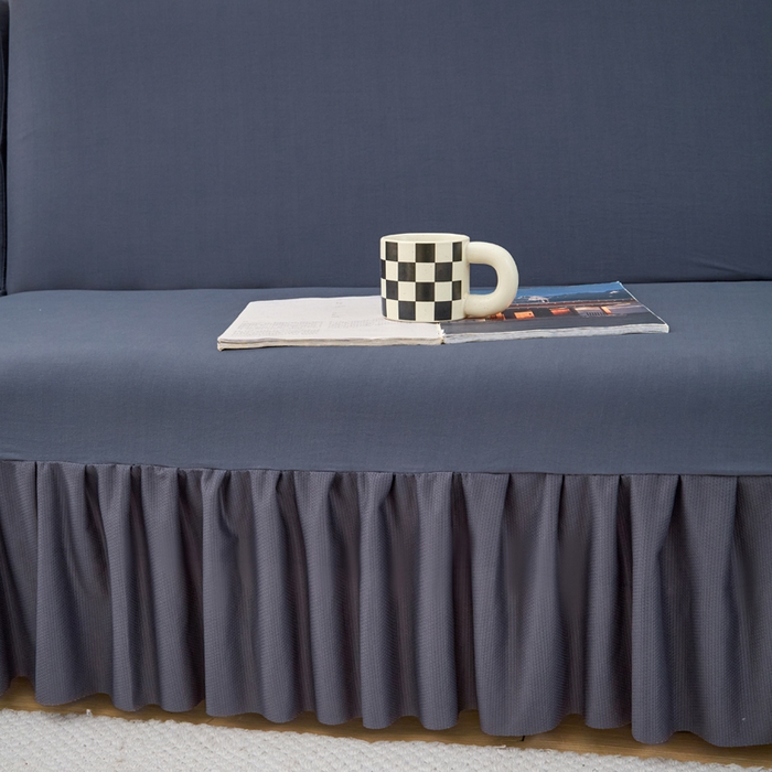 91家纺网 家纺一手货源 找家纺 兴俪韵家纺 2025新款大枫叶裙边沙发床套 纯色-深灰