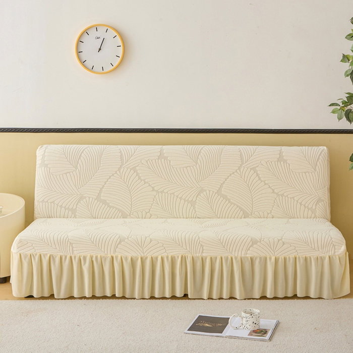 91家纺网 家纺一手货源 找家纺 兴俪韵家纺 2025新款大枫叶裙边沙发床套 大枫叶-米黄