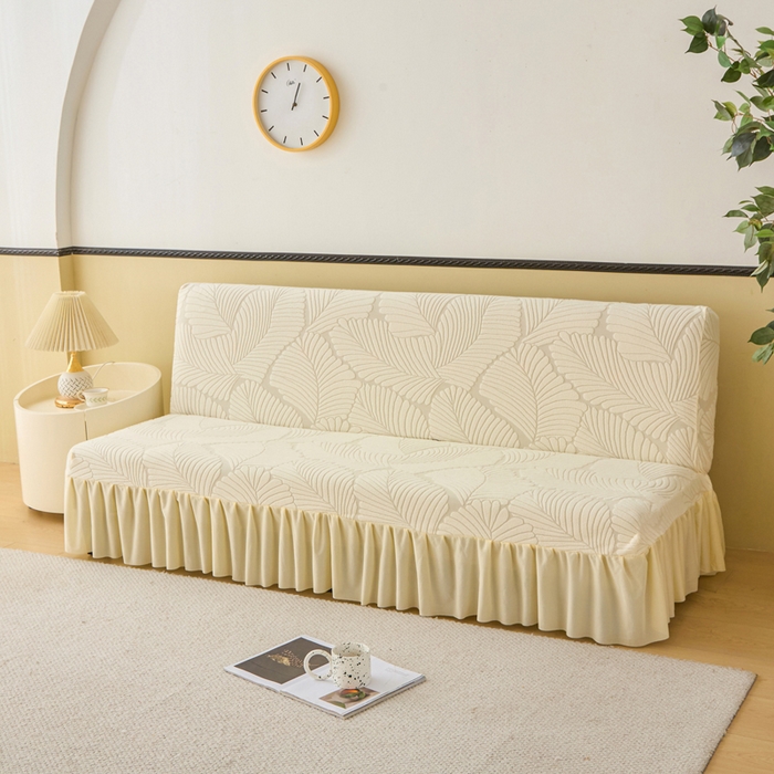 91家纺网 家纺一手货源 找家纺 兴俪韵家纺 2025新款大枫叶裙边沙发床套 大枫叶-米黄