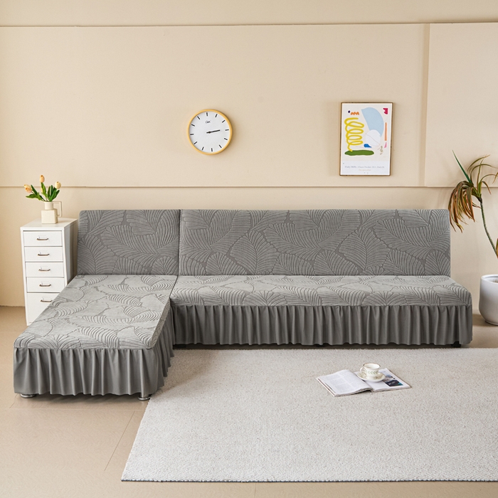 兴俪韵家纺 2025新款大枫叶裙边沙发床套 大枫叶-浅灰