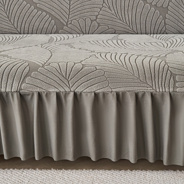 91家纺网 家纺一手货源 找家纺 兴俪韵家纺 2025新款大枫叶裙边沙发床套 大枫叶-浅灰