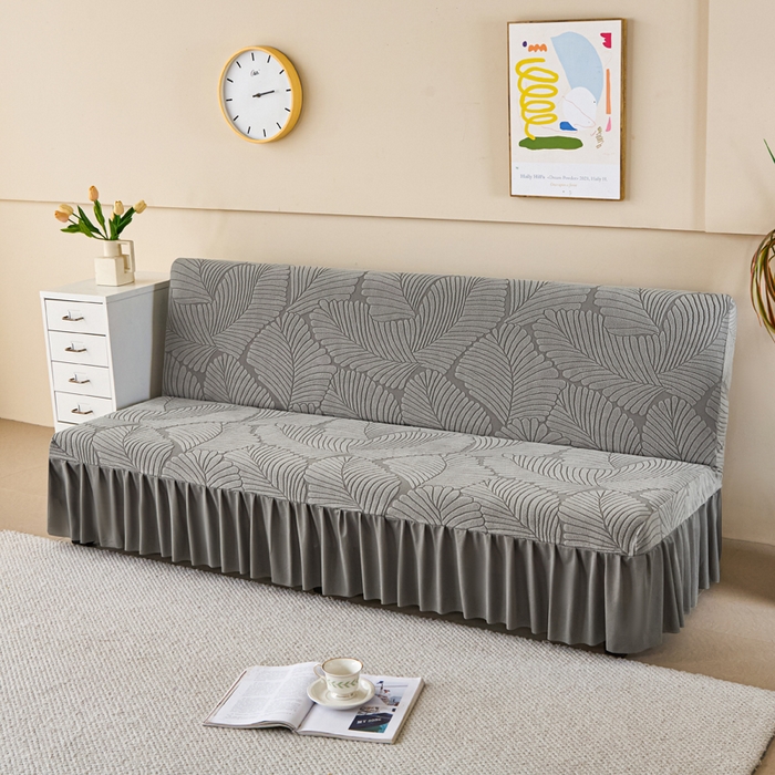 91家纺网 家纺一手货源 找家纺 兴俪韵家纺 2025新款大枫叶裙边沙发床套 大枫叶-浅灰