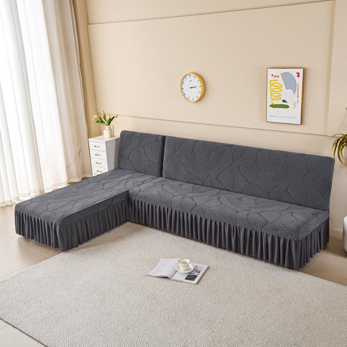 91家纺网 家纺一手货源 找家纺 兴俪韵家纺 2025新款大枫叶裙边沙发床套 大枫叶-深灰