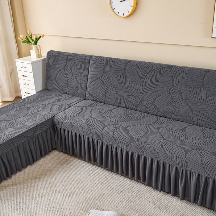 91家纺网 家纺一手货源 找家纺 兴俪韵家纺 2025新款大枫叶裙边沙发床套 大枫叶-深灰