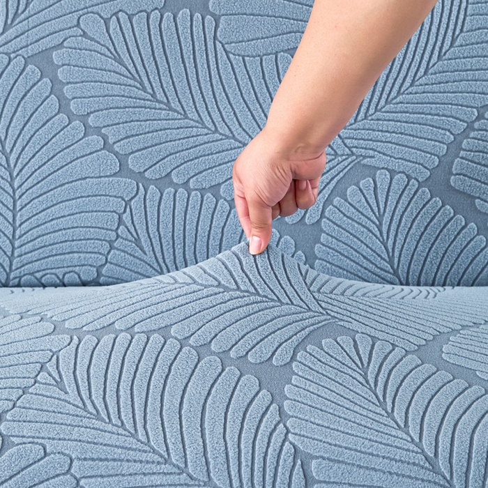 91家纺网 家纺一手货源 找家纺 兴俪韵家纺 2025新款大枫叶裙边沙发床套 大枫叶-天空蓝