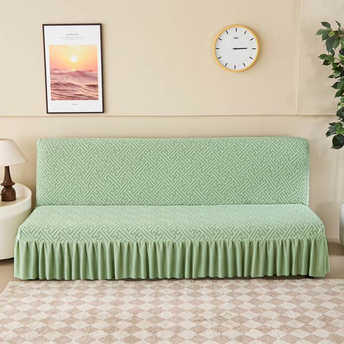 91家纺网 家纺一手货源 找家纺 兴俪韵家纺 2025新款大枫叶裙边沙发床套 非字格-薄荷绿