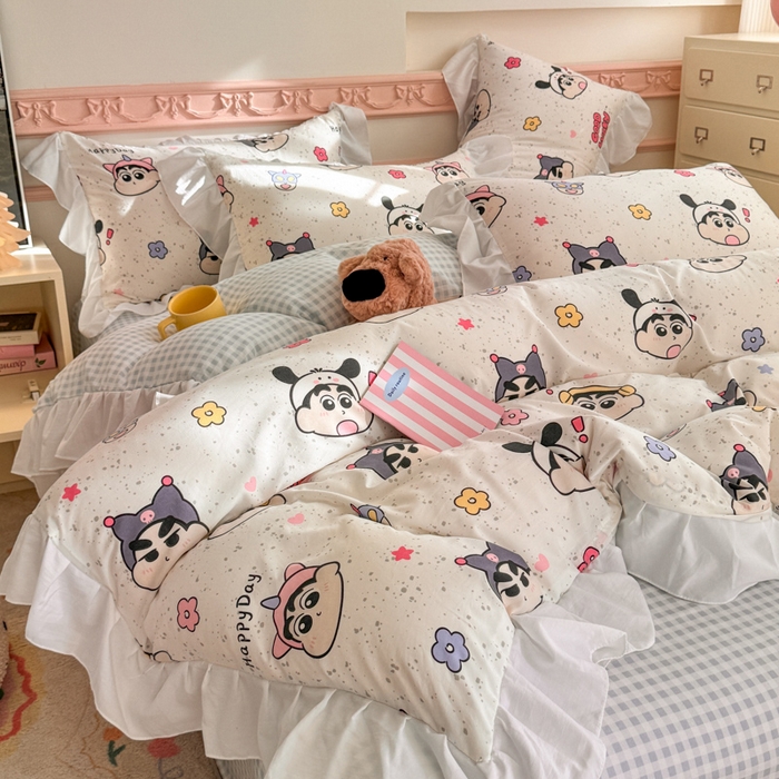 91家纺网 家纺一手货源 找家纺 （总）温眠家纺 2025新款水洗云朵棉韩式INS减龄花边款四件套