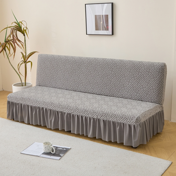 91家纺网 家纺一手货源 找家纺 兴俪韵家纺 2025新款大枫叶裙边沙发床套 非字格-浅灰