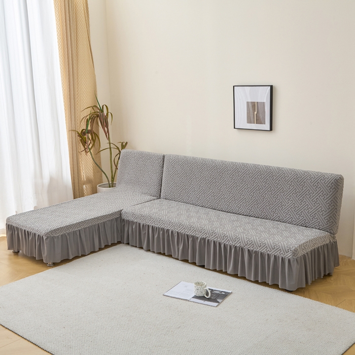 91家纺网 家纺一手货源 找家纺 兴俪韵家纺 2025新款大枫叶裙边沙发床套 非字格-浅灰