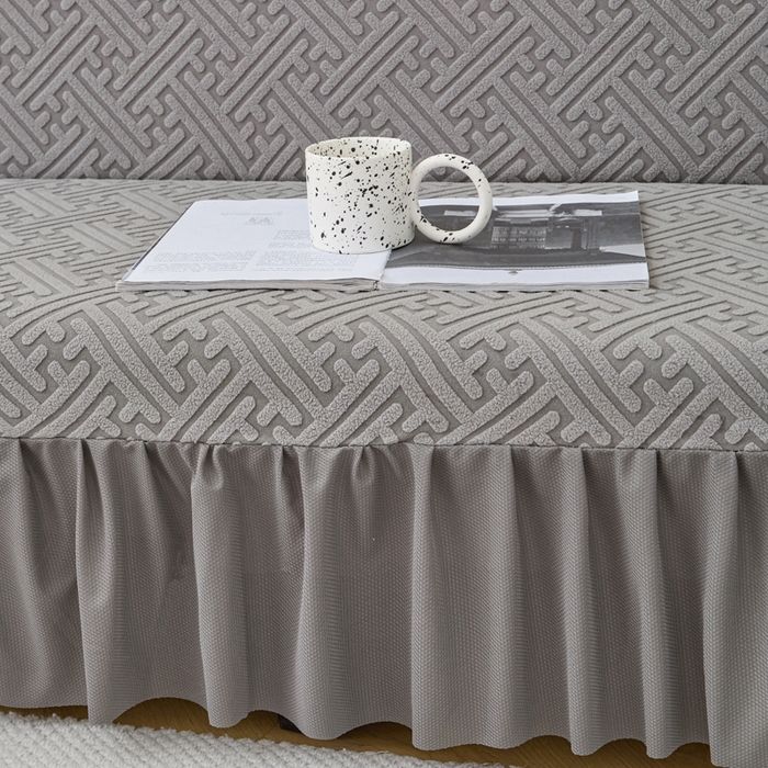 91家纺网 家纺一手货源 找家纺 兴俪韵家纺 2025新款大枫叶裙边沙发床套 非字格-浅灰