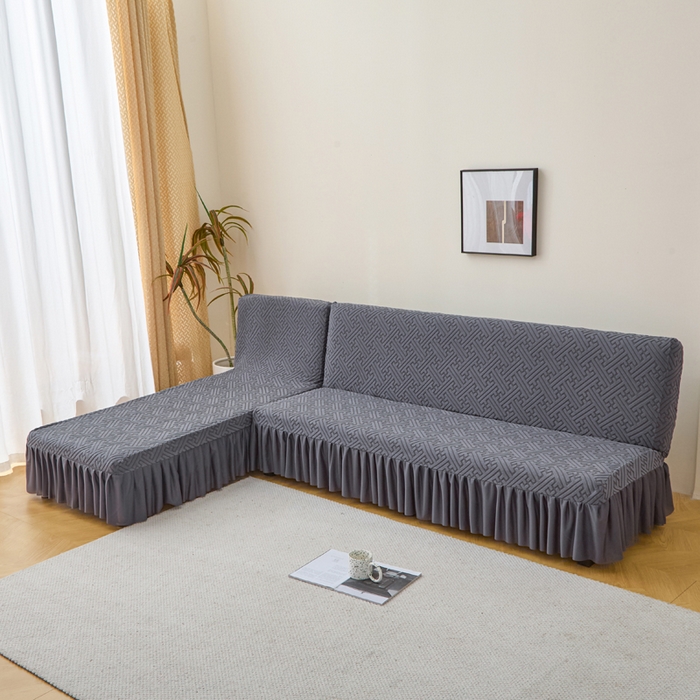 91家纺网 家纺一手货源 找家纺 兴俪韵家纺 2025新款大枫叶裙边沙发床套 非字格-深灰