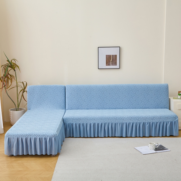 兴俪韵家纺 2025新款大枫叶裙边沙发床套 非字格-天空蓝
