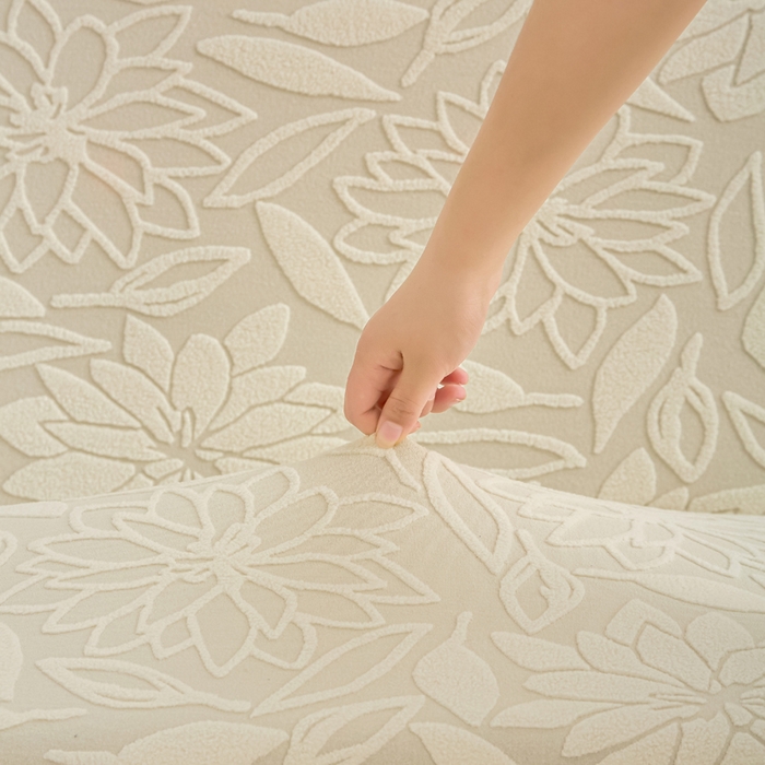 91家纺网 家纺一手货源 找家纺 兴俪韵家纺 2025新款大枫叶裙边沙发床套 太阳花-米黄2