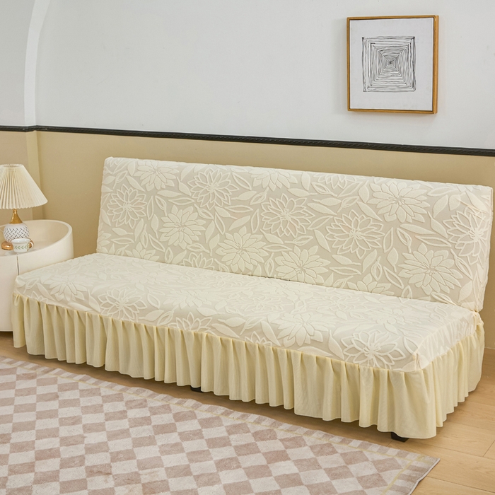 91家纺网 家纺一手货源 找家纺 兴俪韵家纺 2025新款大枫叶裙边沙发床套 太阳花-米黄2