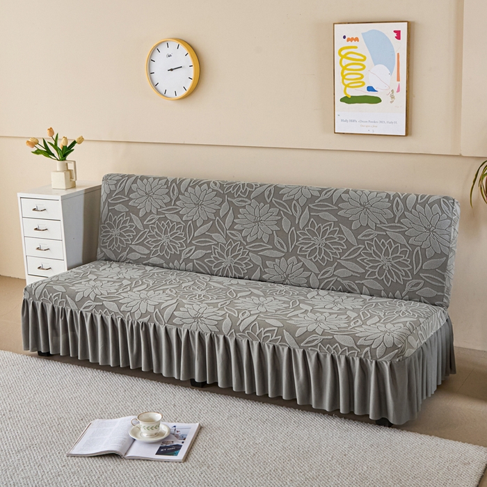 91家纺网 家纺一手货源 找家纺 兴俪韵家纺 2025新款大枫叶裙边沙发床套 太阳花-浅灰