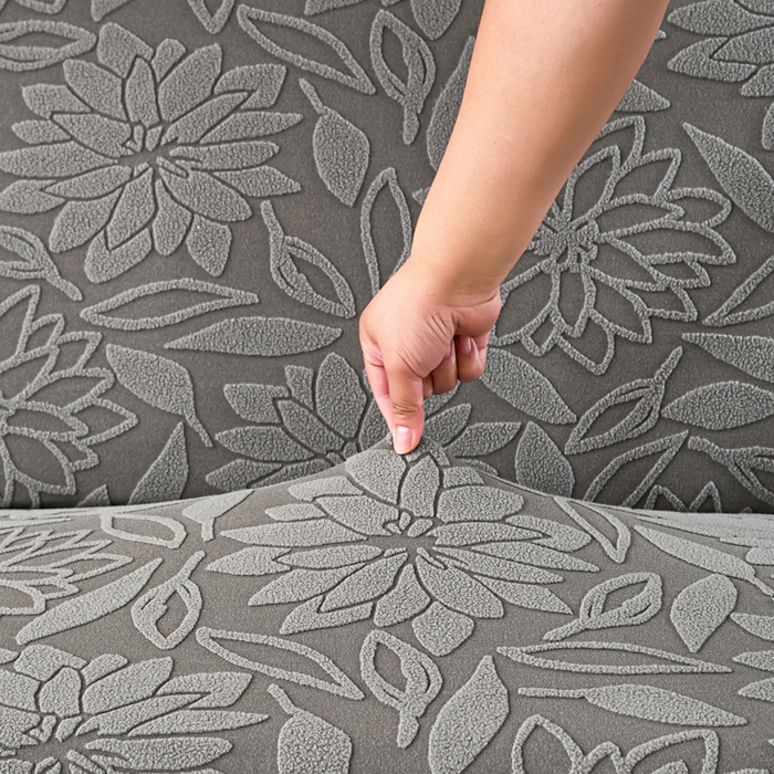 91家纺网 家纺一手货源 找家纺 兴俪韵家纺 2025新款大枫叶裙边沙发床套 太阳花-浅灰