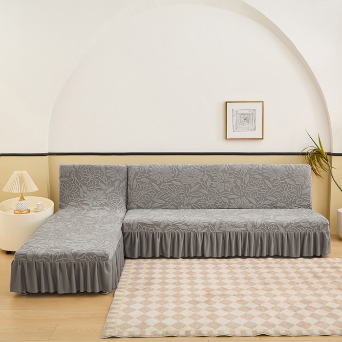 兴俪韵家纺 2025新款大枫叶裙边沙发床套 太阳花-浅灰2