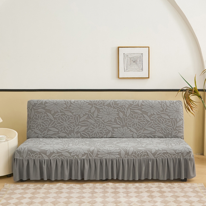 91家纺网 家纺一手货源 找家纺 兴俪韵家纺 2025新款大枫叶裙边沙发床套 太阳花-浅灰2