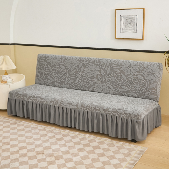 91家纺网 家纺一手货源 找家纺 兴俪韵家纺 2025新款大枫叶裙边沙发床套 太阳花-浅灰2