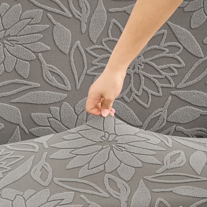 91家纺网 家纺一手货源 找家纺 兴俪韵家纺 2025新款大枫叶裙边沙发床套 太阳花-浅灰2