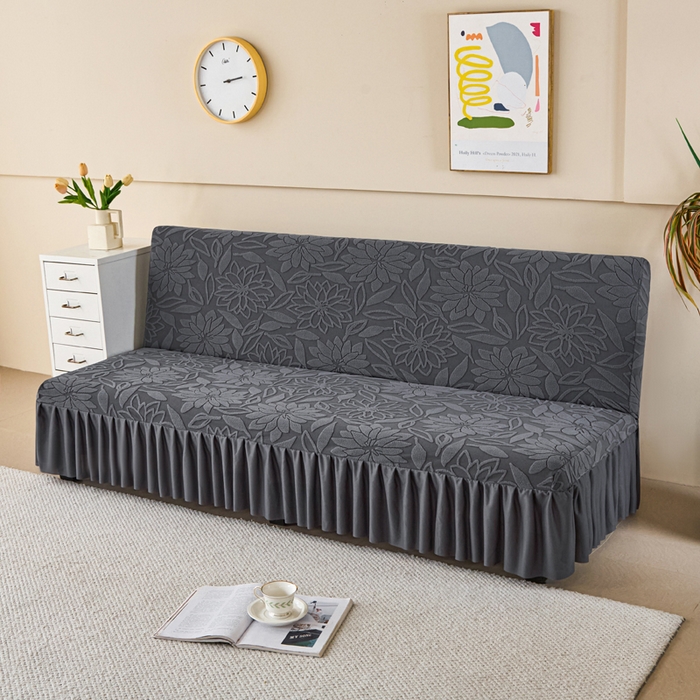 91家纺网 家纺一手货源 找家纺 兴俪韵家纺 2025新款大枫叶裙边沙发床套 太阳花-深灰