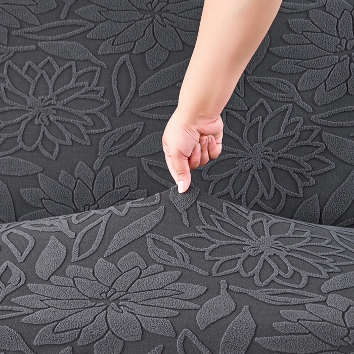 91家纺网 家纺一手货源 找家纺 兴俪韵家纺 2025新款大枫叶裙边沙发床套 太阳花-深灰