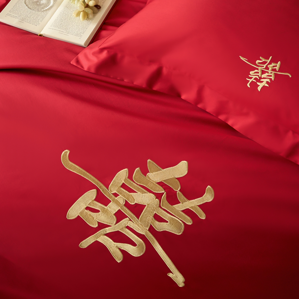 91家纺网 家纺一手货源 找家纺 （总）ONE TWO ONE 121【会员-20】 【控价商品】【提供买家秀】2026新款100s长绒棉全棉床上用品结婚四件套刺绣款-世纪之婚