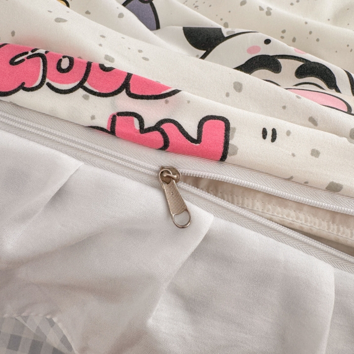 91家纺网 家纺一手货源 找家纺 温眠家纺 2025新款水洗云朵棉韩式INS减龄花边款四件套 趣味小新