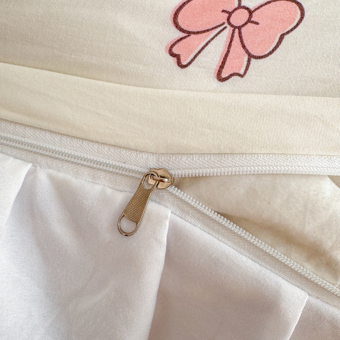 91家纺网 家纺一手货源 找家纺 温眠家纺 2025新款水洗云朵棉韩式INS减龄花边款四件套 晚安兔