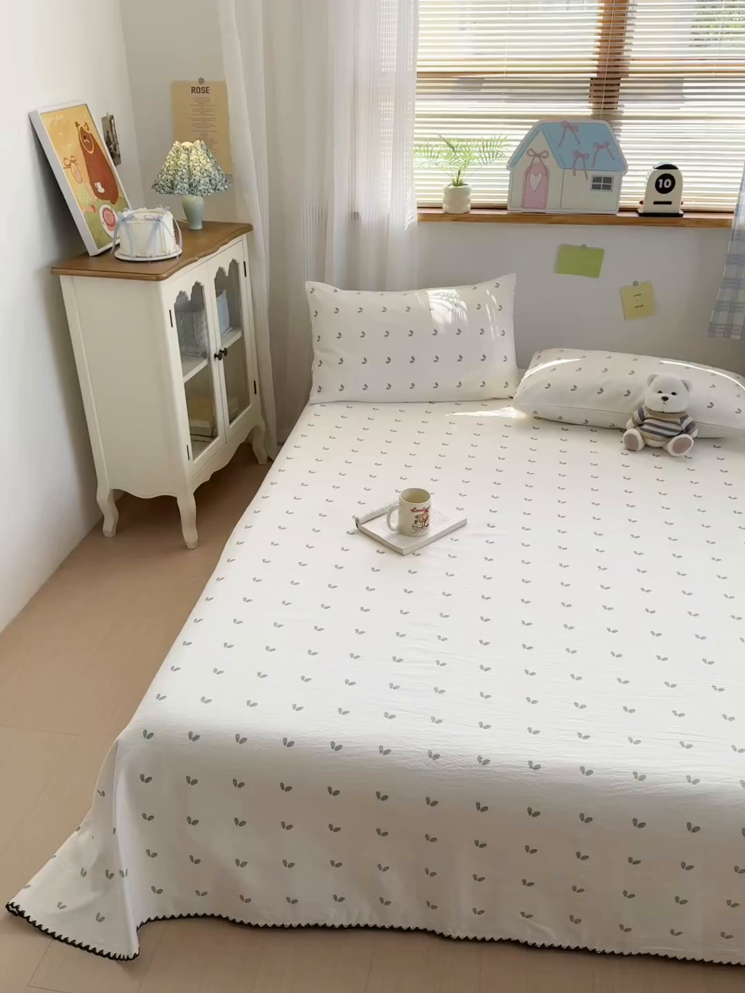 91家纺网 家纺一手货源 找家纺 沐芷 2026 【提供买家秀】双层纱A类黑色小花边单床单/床单三件套 被单 绿芽