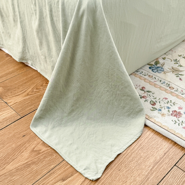 91家纺网 家纺一手货源 找家纺 温眠家纺 2025新款ins风小清新镂空花边水洗云朵棉四件套-风格一 绿野仙踪