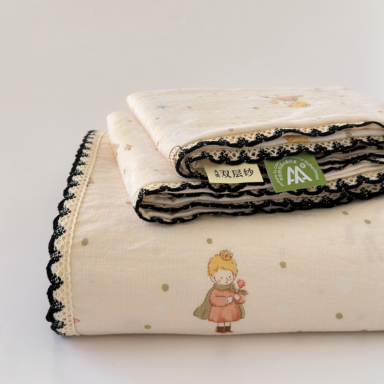 91家纺网 家纺一手货源 找家纺 沐芷 2026 【提供买家秀】双层纱A类黑色小花边单床单/床单三件套 被单 小王子