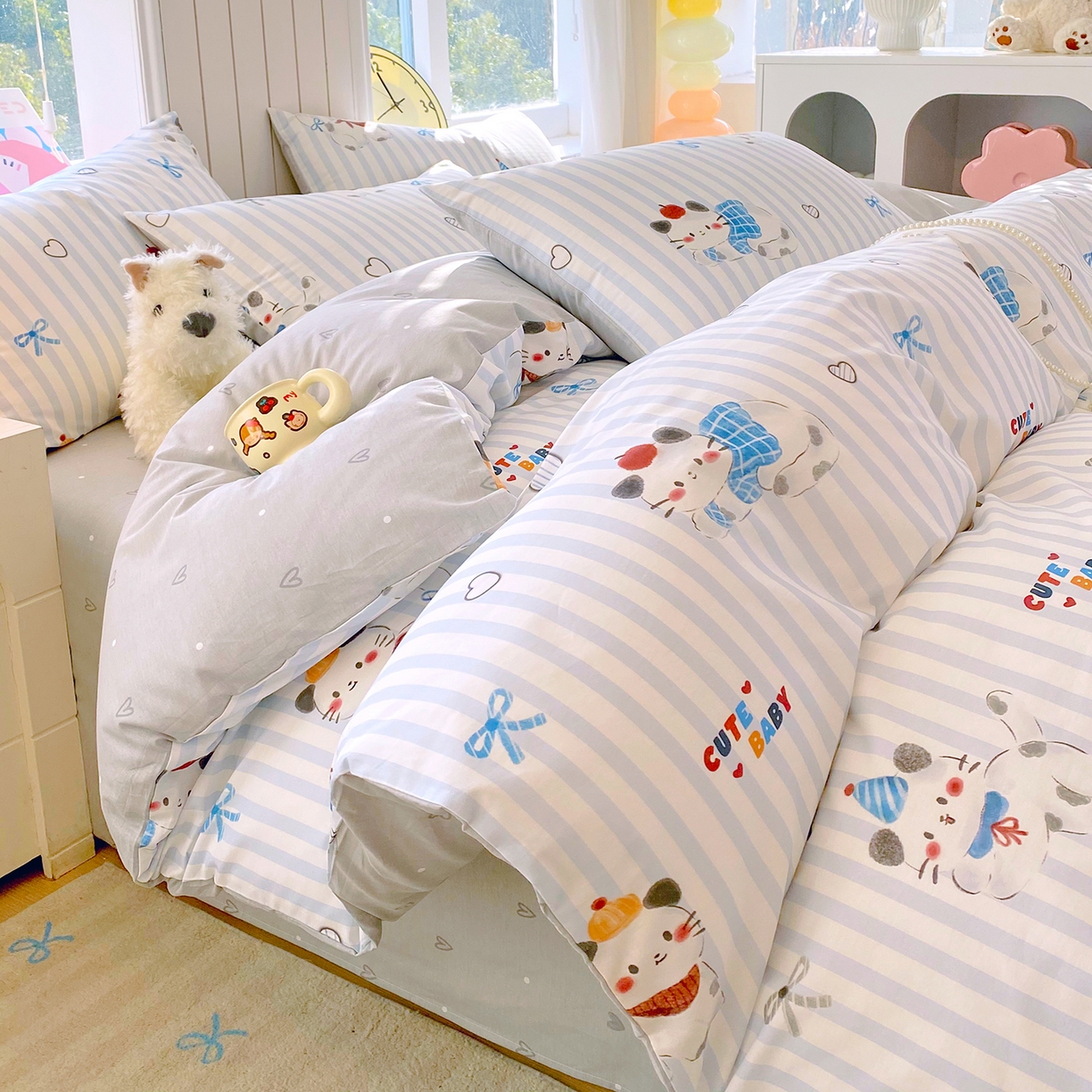 91家纺网 家纺一手货源 找家纺 （总）小懒猪 2026新款北欧风高支高密全棉纯棉四件套（提供买家秀）