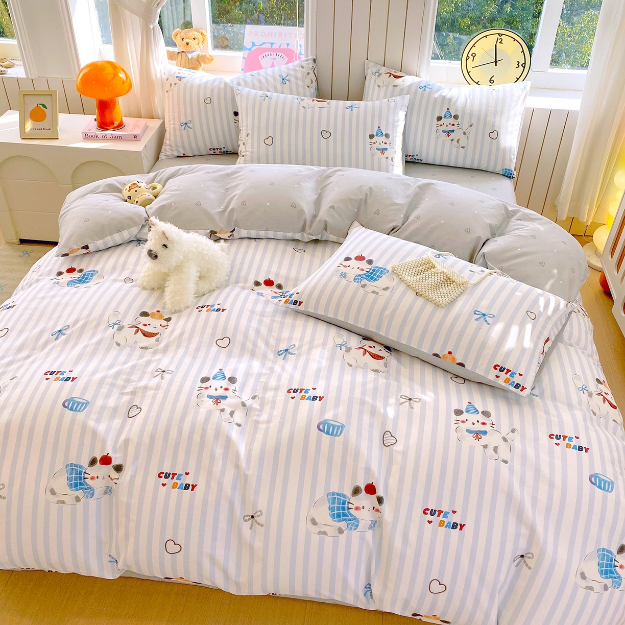 91家纺网 家纺一手货源 找家纺 （总）小懒猪 2026新款北欧风高支高密全棉纯棉四件套（提供买家秀）