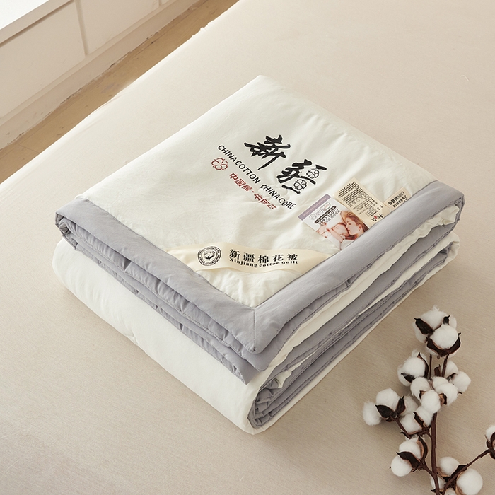 温眠家纺 2025新款水洗棉新疆棉花被 【白灰】双拼色