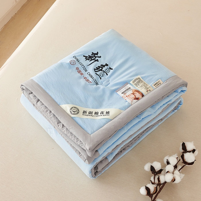 温眠家纺 2025新款水洗棉新疆棉花被 【蓝灰】双拼色