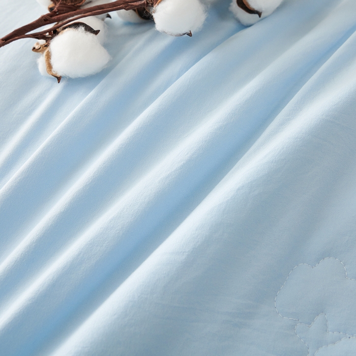 91家纺网 家纺一手货源 找家纺 温眠家纺 2025新款水洗棉新疆棉花被 【蓝灰】双拼色