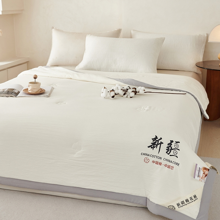 91家纺网 家纺一手货源 找家纺 温眠家纺 2025新款水洗棉新疆棉花被 双面白