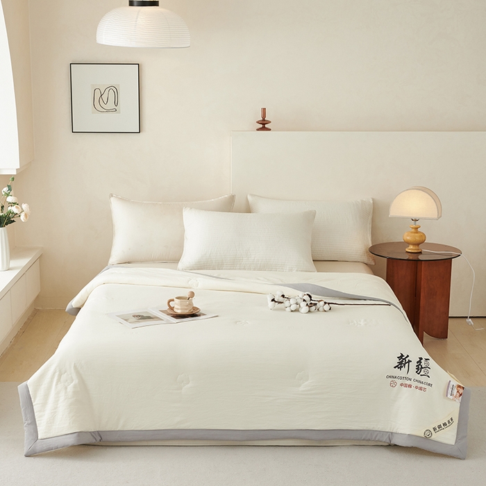 91家纺网 家纺一手货源 找家纺 温眠家纺 2025新款水洗棉新疆棉花被 双面白