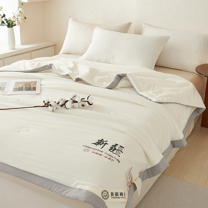 91家纺网 家纺一手货源 找家纺 温眠家纺 2025新款水洗棉新疆棉花被 双面白