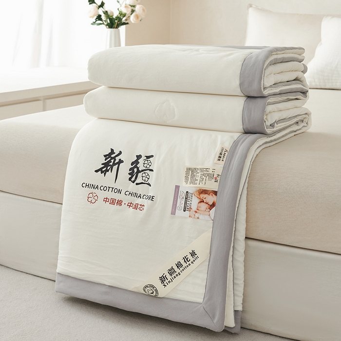 91家纺网 家纺一手货源 找家纺 温眠家纺 2025新款水洗棉新疆棉花被 双面白