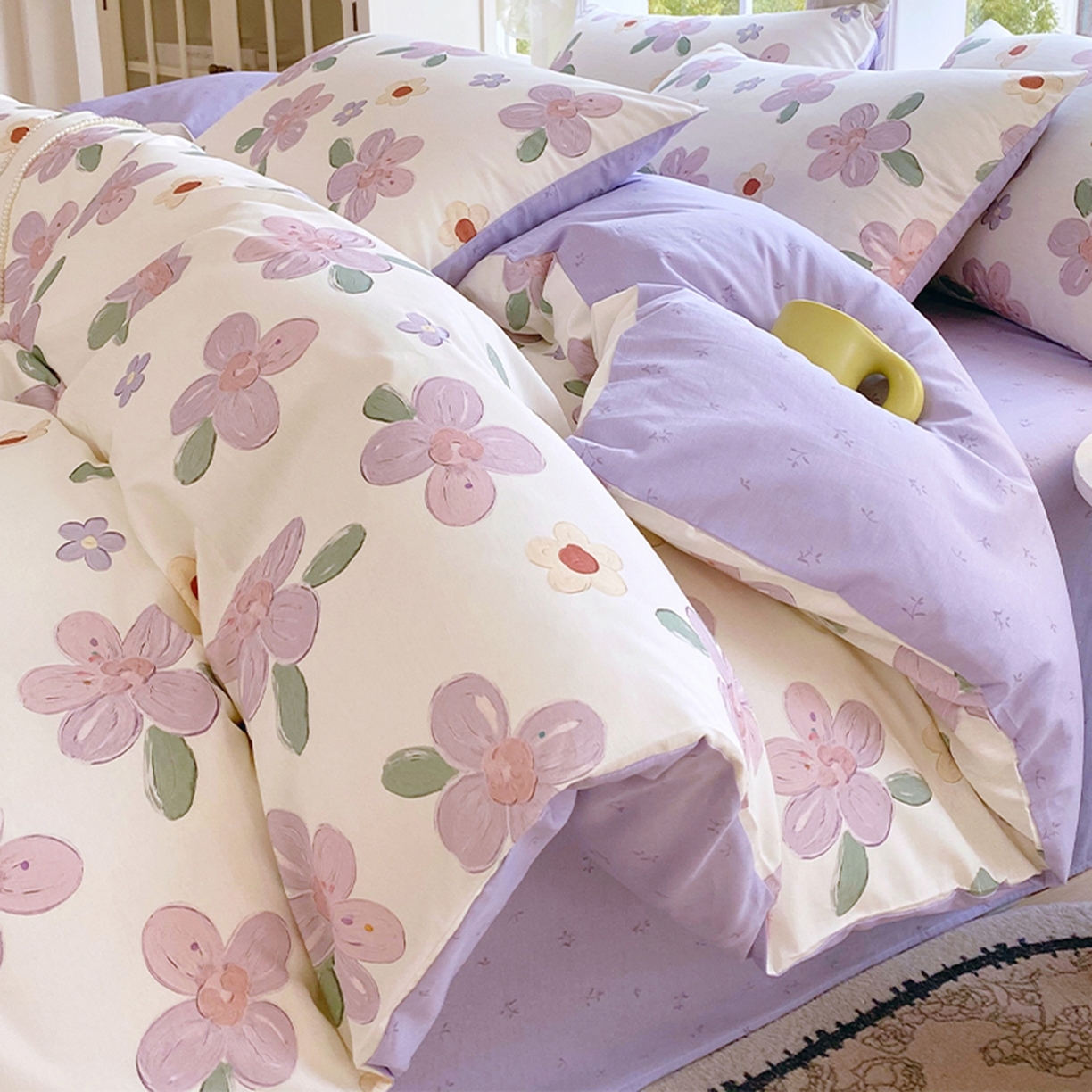 91家纺网 家纺一手货源 找家纺 （总）小懒猪 2026新款北欧风高支高密全棉纯棉四件套（提供买家秀）