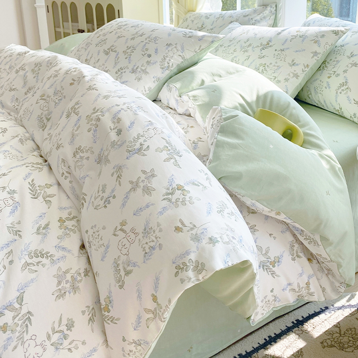 91家纺网 家纺一手货源 找家纺 （总）小懒猪 2026新款北欧风高支高密全棉纯棉四件套（提供买家秀）