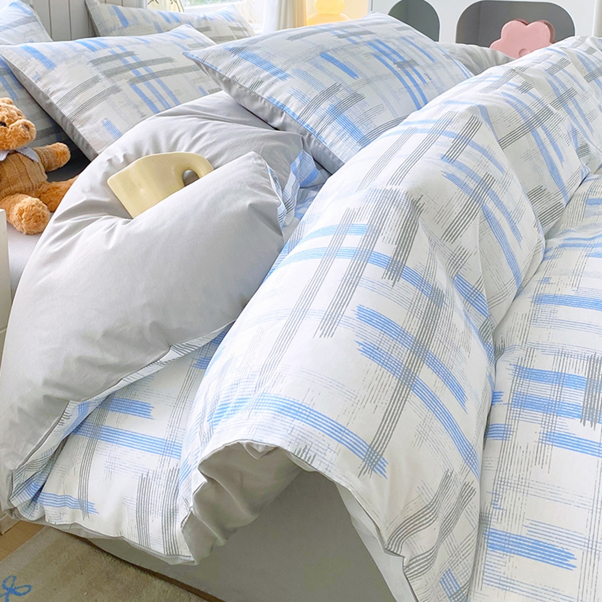 91家纺网 家纺一手货源 找家纺 （总）小懒猪 2026新款北欧风高支高密全棉纯棉四件套（提供买家秀）